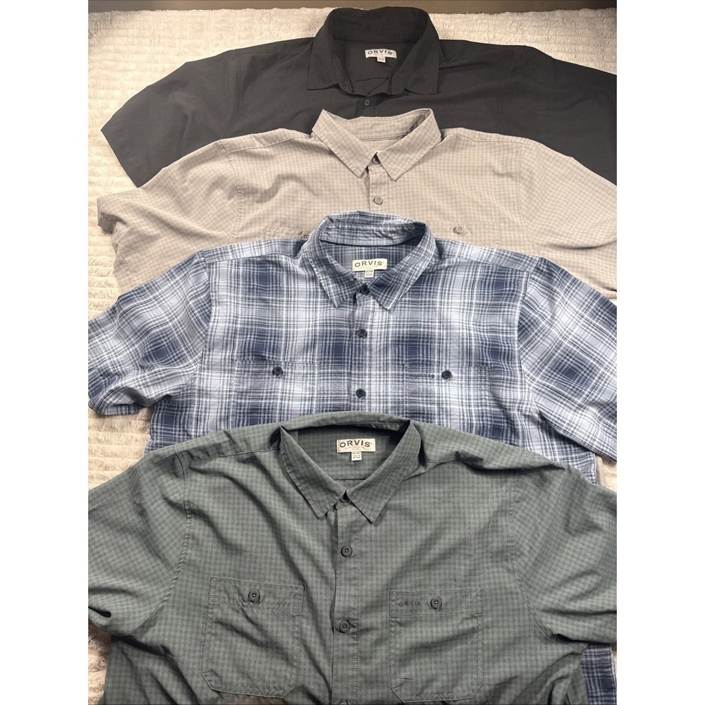Orvis Men 2XL Lot Of 4 Short Sleeve Button Up Outdoor Camp Fishing Hike Classic - Picture 1 of 16